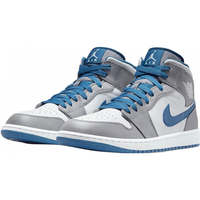 NIKE耐克篮球鞋男鞋 AirJordan 1 Mid AJ1灰白蓝运动鞋实战训练缓震休闲鞋 DQ8426-014 40