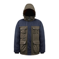 君羽辕辙鹅绒羽绒服男女款时尚拼色加厚款700蓬白鹅绒夹克SA62001 橄榄色-深蓝 L 男140-155斤/女130-140斤