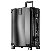 Vantiiear 梵地亚 行李箱男铝框26英寸拉杆箱大容量飞机旅行箱密码箱包女皮箱子黑 黑色
