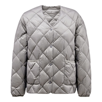 君羽鹅绒羽绒服女秋冬家居服800蓬白鹅绒宽松居家保暖外套G52184 雾灰 L