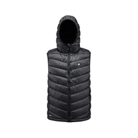 君羽羽绒马甲款800蓬松度白鹅绒超轻户外时尚连帽羽绒背心F51155 黑色-男款 L