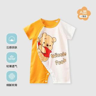 迪士尼 【100%纯棉】婴儿包屁衣夏季开衫短袖新生儿宝宝洋气爬爬服
