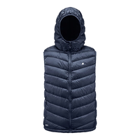 君羽羽绒马甲款800蓬松度白鹅绒超轻户外时尚连帽羽绒背心F51155 宝蓝-男款 XL