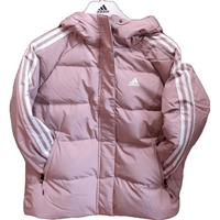 阿迪达斯 (adidas) 羽绒服女装冬季运动服保暖防风上衣连帽外套H23063 HR8446灰粉色 L