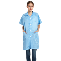 FGHGF静电衣无尘衣连体服大褂静电服无金属静电服防尘工装发岩棉防护衣 蓝色静电大褂(+工帽) XL
