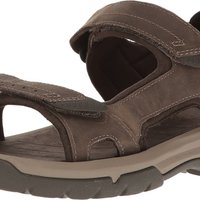 Teva 男士户外休闲皮革凉鞋Langdon 可调节魔术贴 胡桃棕色 39.5 (7 US)