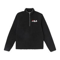 FILA 斐乐 女装半拉链立领羊羔绒保暖加厚套头卫衣款外套 羊羔绒黑色SW936342001
