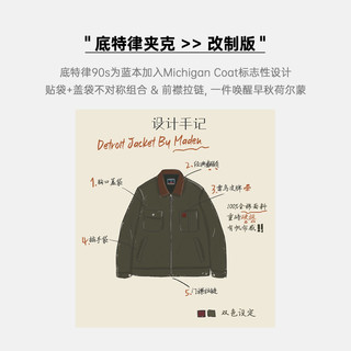 马登 MADEN工装美式复古重磅帆布底特律夹克巴恩风翻领猎装短款外套男秋 红色 M