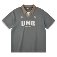 茵宝(Umbro)复古POLO衫男女宽松经典球衣V型翻领夏季百搭短袖T恤衫 暗岩灰 S