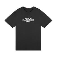 ELLE HOMME夏季男士纯棉T恤纯色圆领字母印花短袖160342