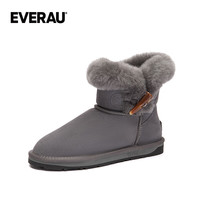 EVERAU女士2025冬季新款舒适保暖牛角扣雪地靴短筒靴毛茸棉靴丨UEA3022
