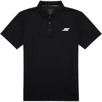 斯凯奇(Skechers)POLO衫男24夏季快干运动短袖纯色经典翻领商务T恤上衣男 黑色/速发 M(170/88A )