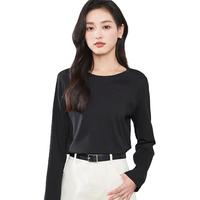 逸阳 纯棉正肩显瘦 黑色 2XL 女士长袖T恤