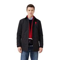 美国马球协会 U.S. POLO ASSN.US保罗羽绒服男白鸭绒中长款立领保暖外套秋冬男士上衣外套 黑色 M
