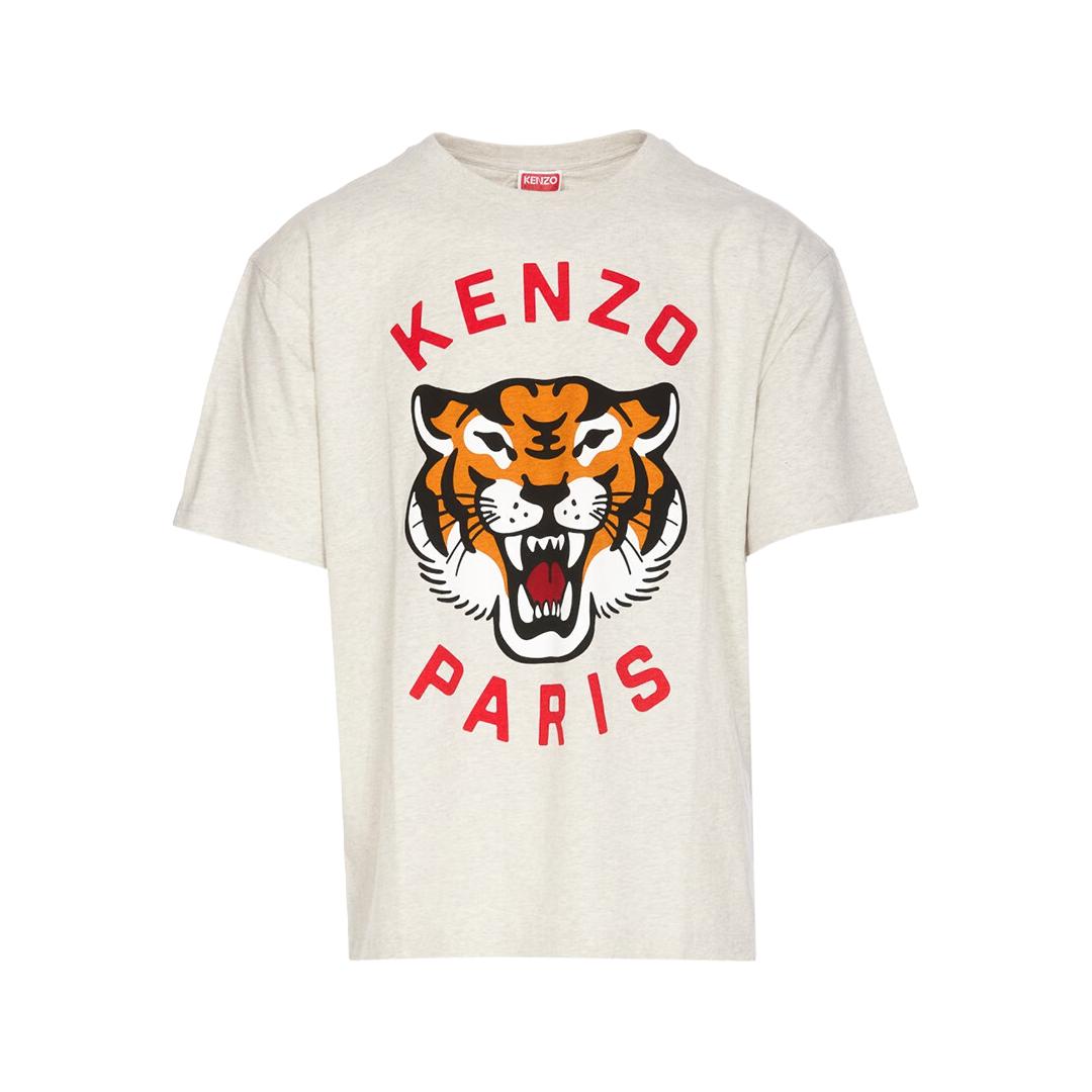 KENZO/高田贤三 潮牌经典卡通虎头男士时尚短袖圆领T恤 FE58TS0064SG 灰色 93 XS