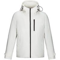 柏品白鸭绒短款羽绒服男早春修身抽绳连帽防风白色滑雪服保暖外套
