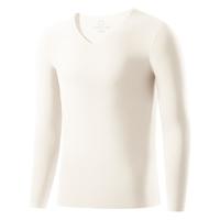 简云德绒发热保暖内衣男士单件上衣加绒秋衣白色内搭无痕打底衫冬