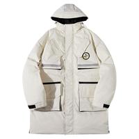 Eptison冬季户外滑雪登山连帽工装中长款防水鹅绒加厚保暖羽绒服