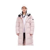 卡尔美(KELME)长款羽绒服女冬季加厚保暖连帽过膝外套鸭绒运动宽松大衣 粉红色 M