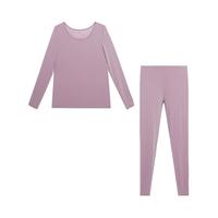 爱慕秋冬小暖气保暖内衣女吸湿发热抗菌单层薄大圆领长袖套装 170