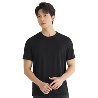 霞湖世家【白色恋T三代】100支圆领短袖T恤男夏季7A抑菌液氨凉感t恤打底衫 单件-黑色 M （121-140斤）