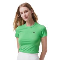 法国拉科斯特 LACOSTE女装 24纯色简约休闲直筒修身圆领短袖T恤|TF7218 IXU/活力绿 42 /175