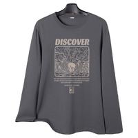 真维斯(JEANSWEST Z+)圆领长袖T恤男休闲简约字母印花打底衫纯棉秋冬季内穿百搭上衣 深灰(丛林冒险) 2XL