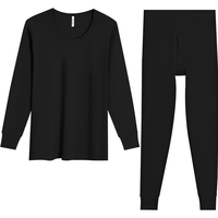 红豆（Hodo）秋冬全棉秋衣秋裤春秋纯棉毛衫男士女士保暖内衣套装 阑夜黑(男款) L 170/95