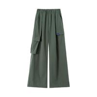 ELLE KIDS童装 户外束脚两穿宽松工装裤男童春秋直筒百搭阔腿裤子 橄榄色 110/120