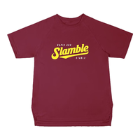 SLAMBLE夏季宽松运动短袖t恤男速干美式字母印花投篮服半袖潮 酒红 XL
