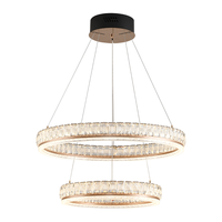 帕莎现代轻奢圆环客厅吊灯智能创意卧室餐厅灯高档楼梯水晶大吊灯 双圈-60+40cm-三色变光