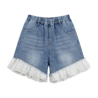 M.Latin/马拉丁童装儿童裤子24年夏女大童花卉牛仔短裤 牛仔浅蓝 130cm