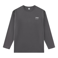 Jeep圆领长袖t恤男纯棉宽松套头打底衫男春季休闲舒适上衣男装 3020 灰色 XL/175