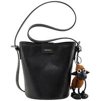 天美意（TEENMIX）女包2024新高级轻奢牛皮斜挎单肩腋下包女友 黑色【休闲百搭款】