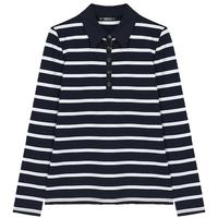 横行道2024上衣服有领条纹t恤女长袖韩版翻领外穿打底衫职业装春装 白大黑小 2XL