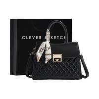 CLEVER & KETCH包包女包斜挎大气中年包菱格单肩包女士手提包520 黑色