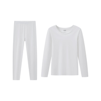 宜而爽100支高端纯棉保暖内衣女士圆领高支高密全棉秋衣秋裤 白色礼盒装 L/165