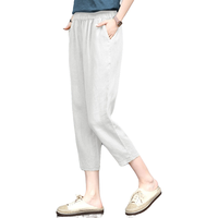 衣典零一(LEDIALYI)2024夏季女装时尚宽松显瘦中年棉麻休闲裤女薄款七分哈伦裤子 黑色 L(115-125斤)