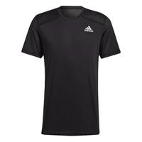 adidas速干跑步运动上衣圆领短袖T恤男装夏季阿迪达斯 黑色/深银灰 M