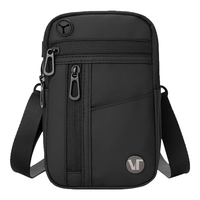 维多利亚旅行者斜挎包男士胸包多功能单肩包潮流随身包大容量小背包手机包百搭休闲小挎包男V5016黑色
