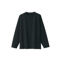 无印良品（無印良品 MUJI）Labo 男女通用 天竺织 圆领长袖T恤 无性别男款女款BF194A3A 黑色 M(170/88A)