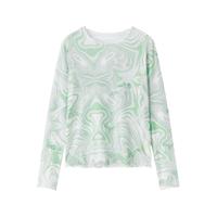 森马（Semir）长袖T恤女修身少女感薄款网眼木耳边衣服109323101001 绿色调00344 M