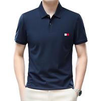 汤米希凯利汤米美国短袖T恤男青年翻领棉质宽松时尚潮流POLO.衫上衣男装 乌兰色 170/50码 125-140斤
