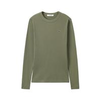 法国拉科斯特 LACOSTE女装24秋季纯色圆领纯棉舒适休闲长袖T恤|TF1692 BMY/卡其绿 34 /155