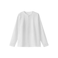 無印良品 MUJI 無印良品  男式 华夫格 亨利领长袖T恤 打底衫 AB12CC3A 白色 XL（180/104A）