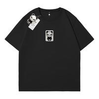 HI PANDA故障熊猫t恤男短袖重磅纯棉夏季圆领套头半袖体恤衫宽松显瘦 【纯棉】-姜黄#JDP故障熊 2XL 【不易缩水 不易褪色】