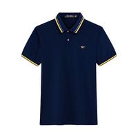 七匹狼短袖t恤男多彩系列T恤男夏季绣花图案商务高端男士polo衫男 102(深蓝) 165/84A/M