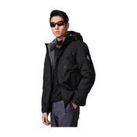 HLA海澜之家羽绒服男鹅绒连帽蓬松保暖羽绒服外套男轻商务休闲羽绒服 黑色花纹C8 170/88A M125~136斤