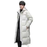 KIN DON 金盾反季清仓】冬季男女同款羽绒服休闲长款过膝连帽加厚韩版 白色 5XL
