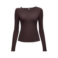 蕉内热皮501++保暖内衣女士打底衫裸感带胸垫7A抗菌莫代尔秋冬季秋衣 【圆领带杯】松露棕 S